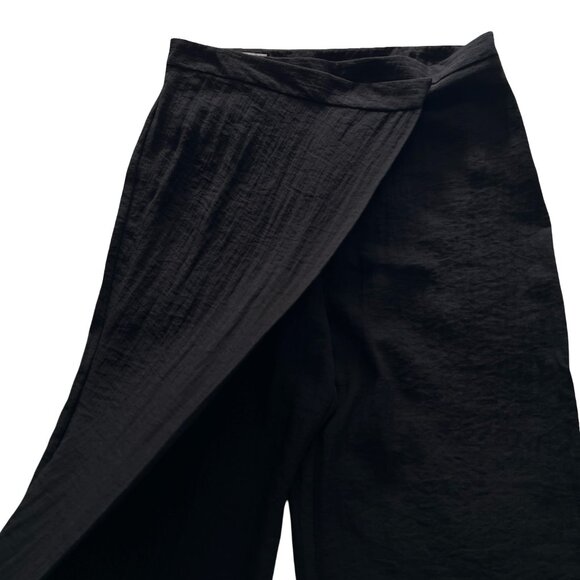 Black Linen Pants wide leg from Zara Spain Size XL New - Picture 1 of 14